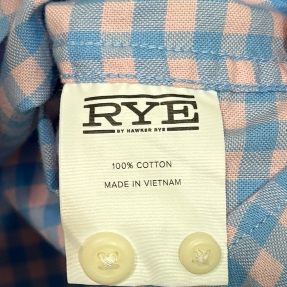 RYE - MEN’S SIZE LARGE - 100% COTTON - BABY BLUE & PALE PINK CHECKERED - B3 - Picture 8 of 8
